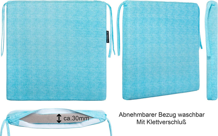Brandsseller Sitzkissen ca. 40x40 cm mit Klettverschluss Stuhlauflage Sitzauflage 4 Kordelbändern fü