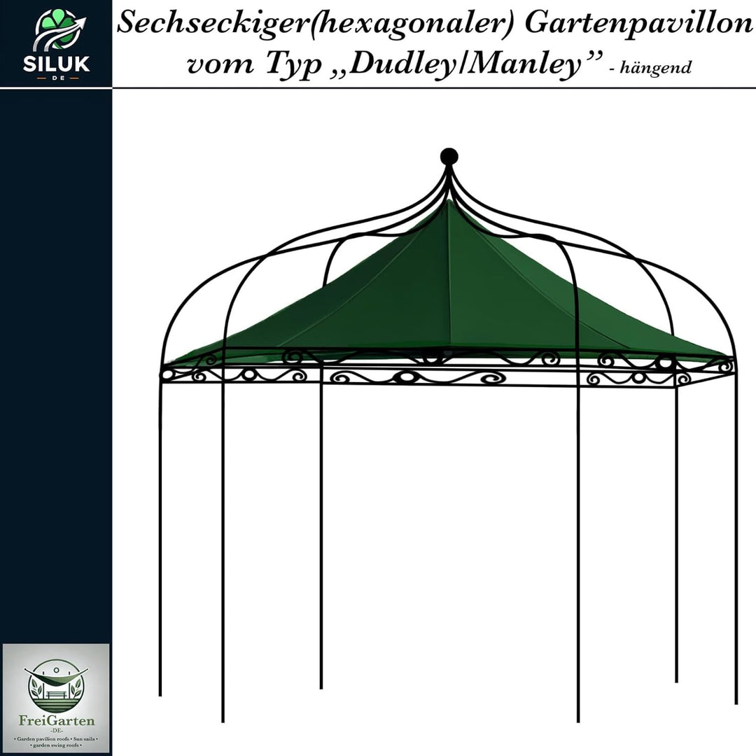 freigarten.de Ersatzdach für Pavillon Modena 6-eck 320cm Wasserdicht Material: Panama PCV Soft 370g/