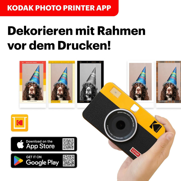 Kodak Mini Shot 2 Retro 4PASS Sofortbildkamera und Tragbarer Fotodrucker 2-in-1, 5,3×8,6 Centimeter