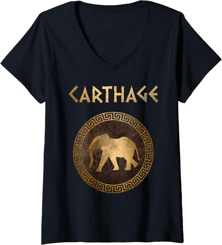 Damen Der alte Karthago Hannibal Kriegselefant T-Shirt mit V-Ausschnitt