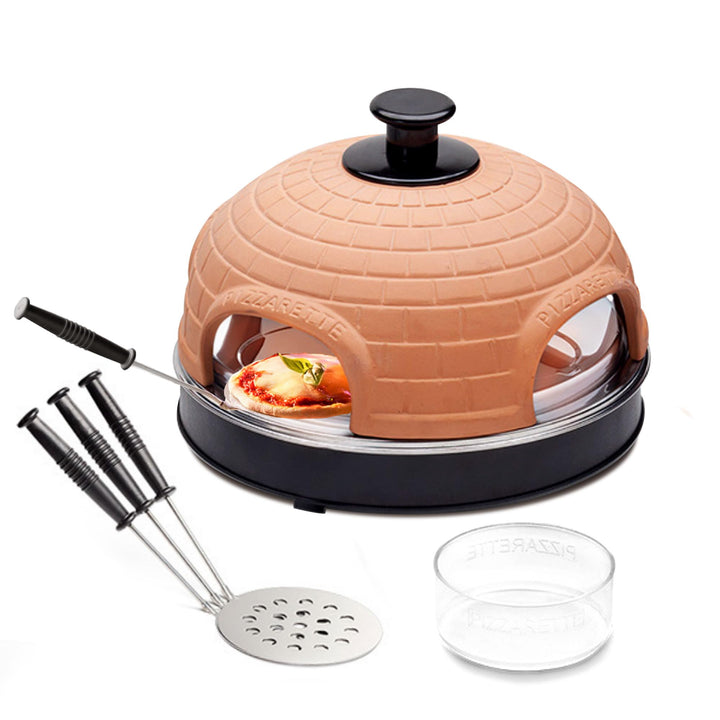 Monsterzeug Pizza Raclette Ofen, Elektrischer Mini-Ofen, Mobiler Steinofen für Zuhause, Inkl. Pizza-