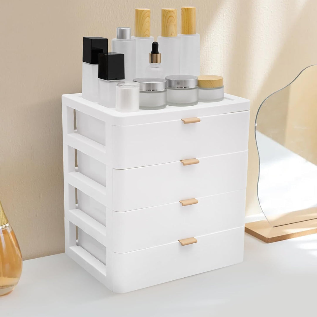 Rechteckig Weiss Tischplatte Schreibtisch-Aufbewahrungsbox,Schreibtisch-Organizer Mit Schublade,4 Sc
