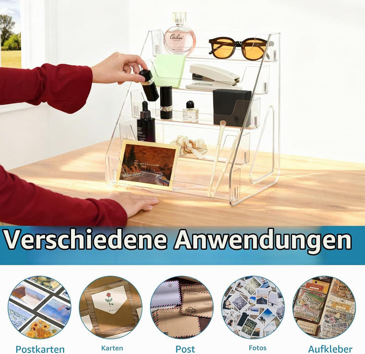 Grusskarten-Präsentationsständer, 4-stöckig, Acryl-Präsentationsständer, Postkarten-Präsentationsstä