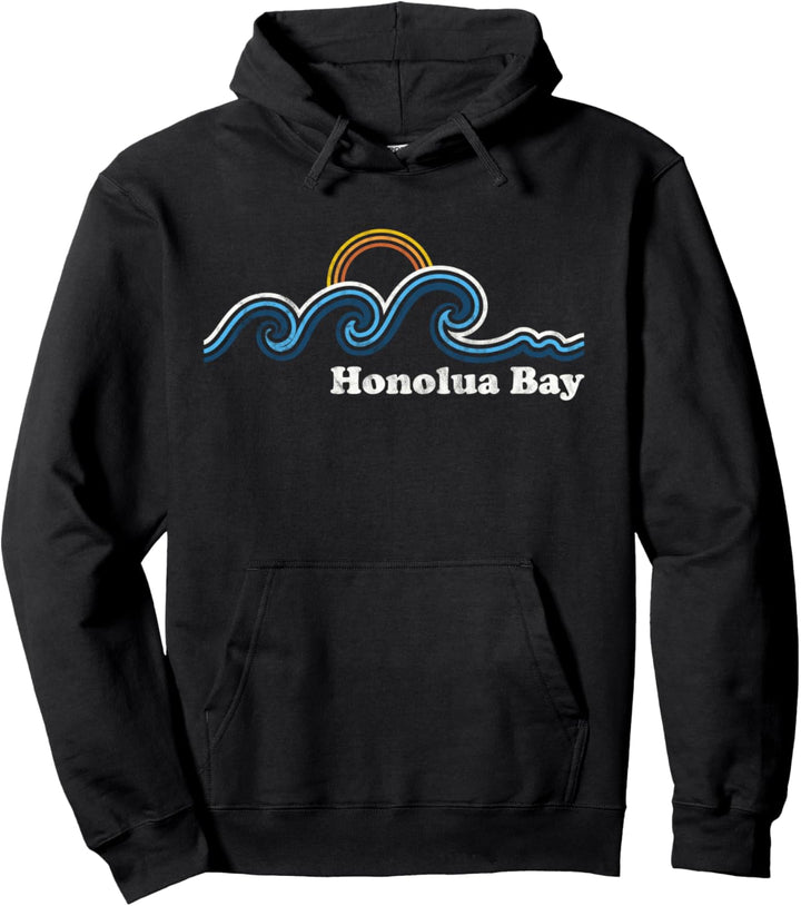 Honolua Bay Hawaii Maui Surfing Waves Sunset Vintage Pullover Hoodie