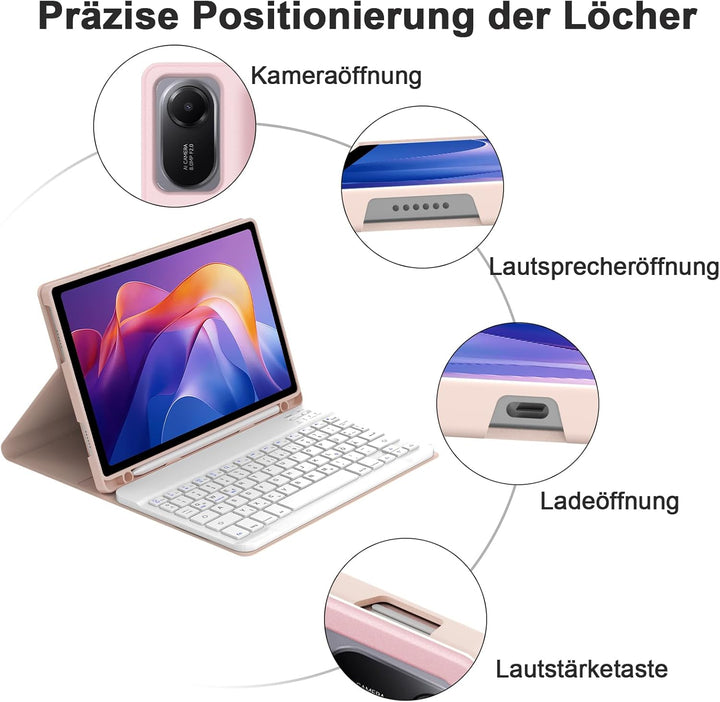 IVEOPPE Tastatur für Xiaomi Redmi Pad 2 & SE 11 Zoll, Hülle mit Bluetooth Abnehmbarer Tastatur für R