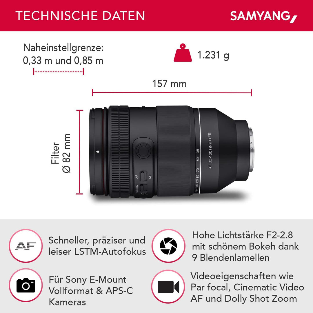 Samyang Af 2.0-2.8/35-150 Mm Sony E Camera Lens One Size