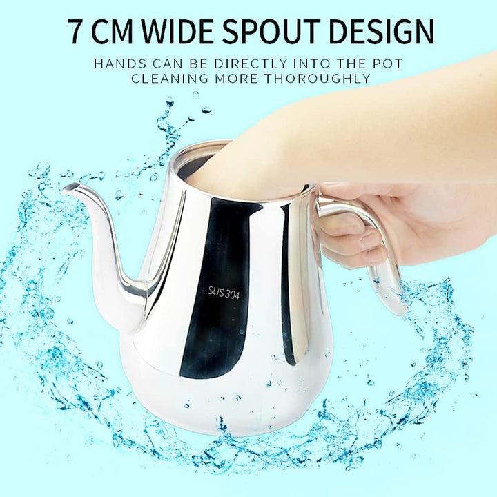 SANQIAHOME 1750ml Edelstahl-Teekanne mit herausnehmbarem Siebeinsatz, Qualitäts-Teekanne mit kleinem