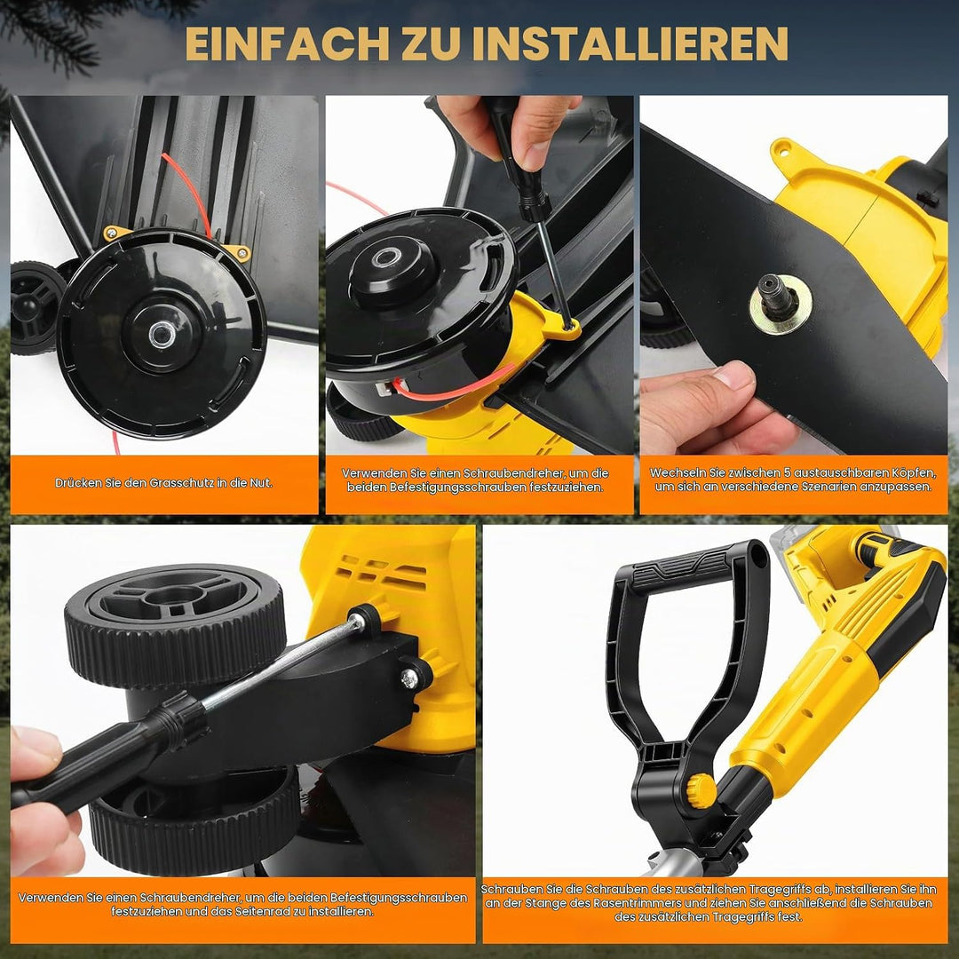 Akku Rasentrimmer kompatibel mit Dewalt 20V MAX Akku, 5-in-1 Bürstenloser Elektrischer Rasentrimmer,