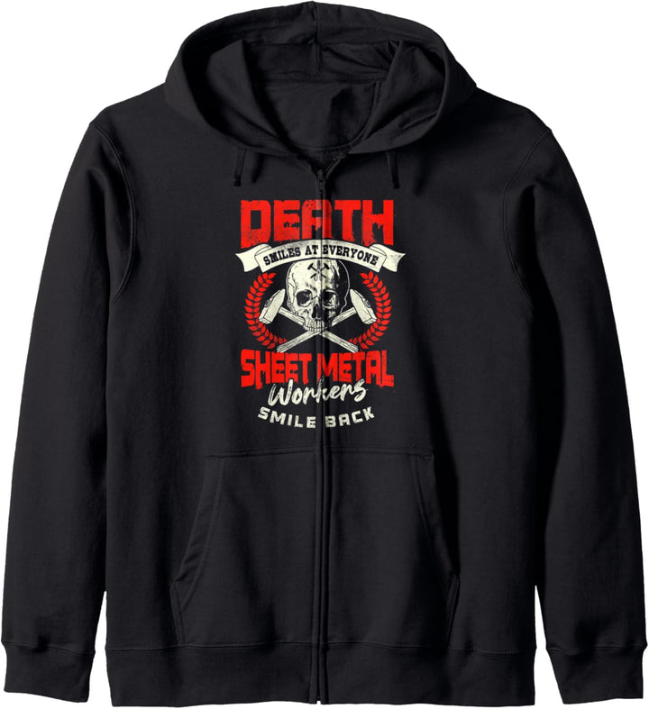 Blecharbeiter-Geschenke Wir lächeln zurück in den Tod Kapuzenjacke