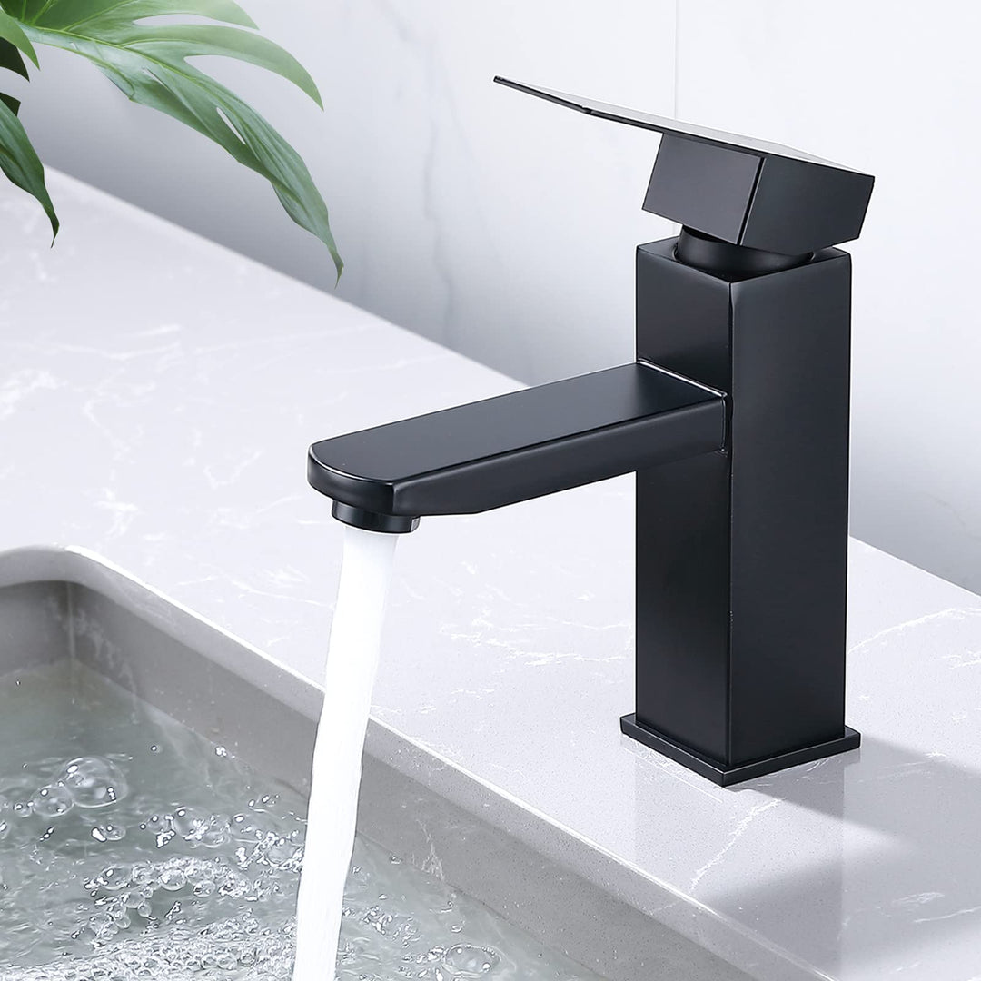 HOMELODY Wasserhahn Bad Schwarz Waschtischarmatur Armatur Waschbecken Eckig Badezimmer Mischbatterie