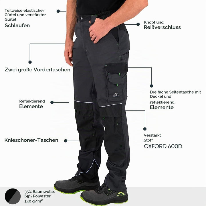 BWOLF Brave Arbeitshosen Männer Arbeitshose Herren Arbeitshose mit multifunktionalen Seitentaschen,