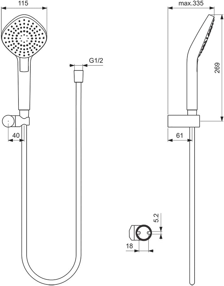Ideal Standard B2405AA Idealrain Evo Handbrause-Set Aufputz, Chrom Diamond, Diamond