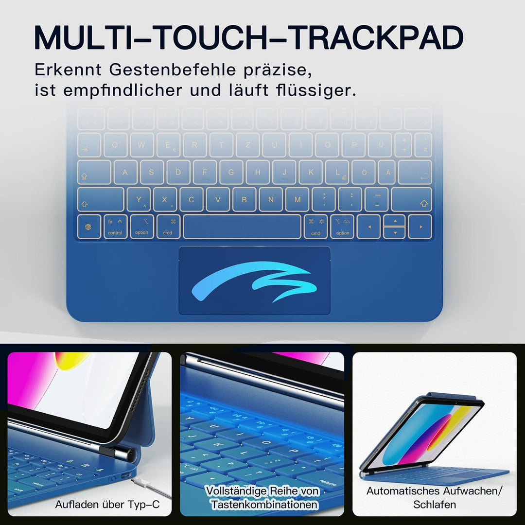 Hülle mit Tastatur für iPad 11. Generation (A16, 2025)/10. Generation, Magic Keyboard mit 11-Farben