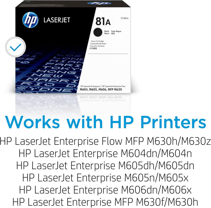 HP 81A (CF281A) Schwarz Original Toner für HP Laserjet Enterprise M604, M605d, M606, Flow M630, Schw