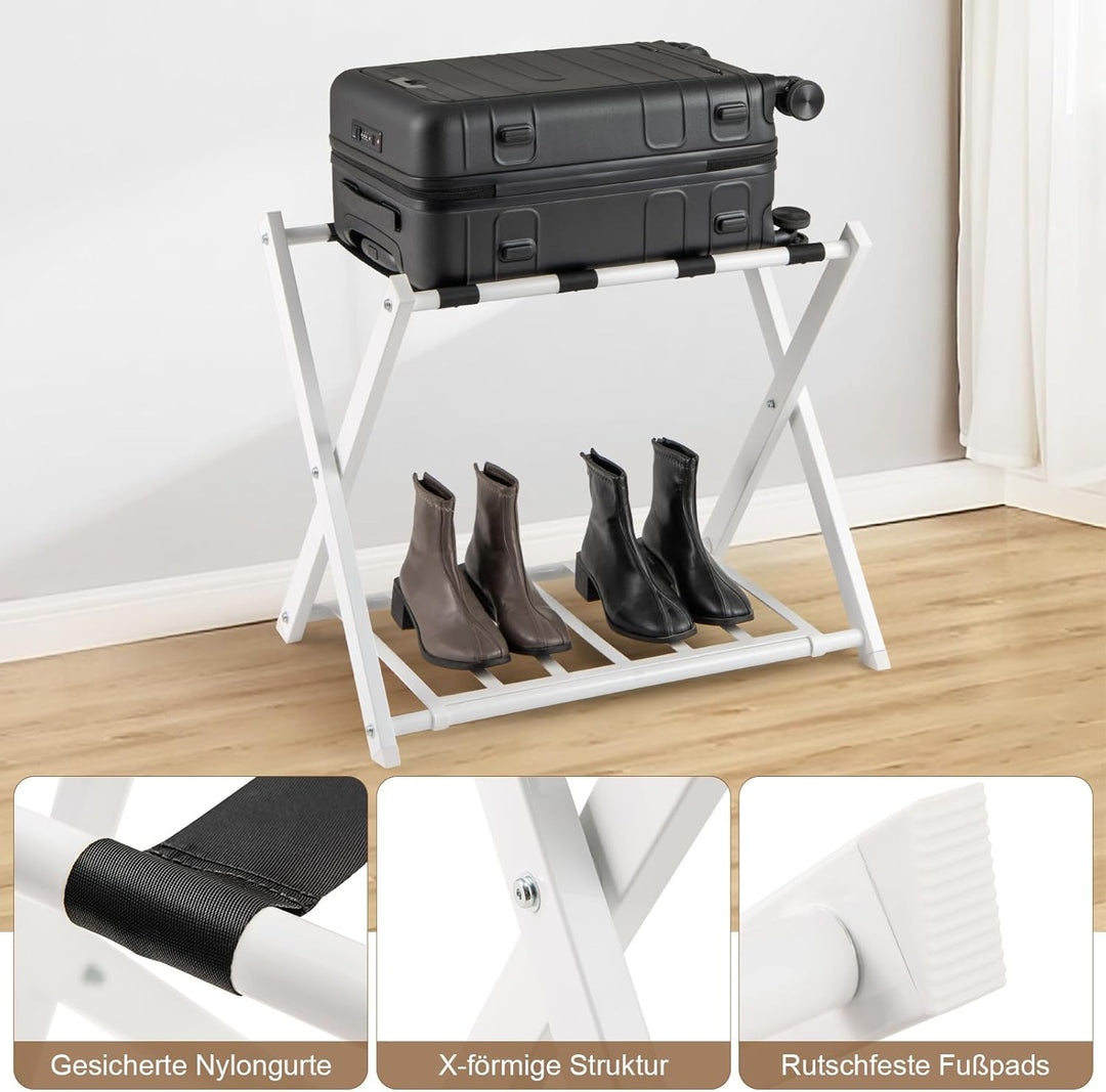 COSTWAY Kofferständer klappbar, 2 er Set Gepäckablage mit 2-Stöckiger Design, Kofferbock Gepäckständ