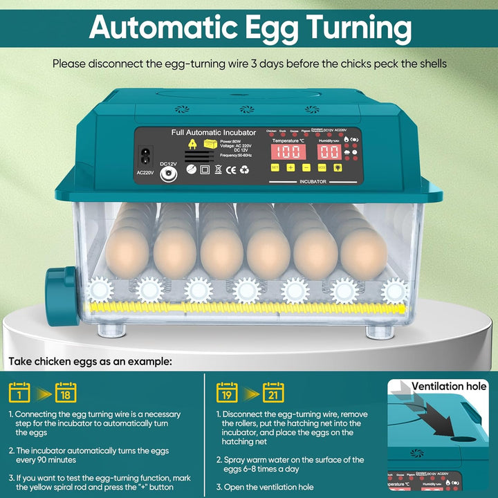 Automatischer Brutmaschine für 10 – 36 Eier, Inkubator für Eier, automatisch, Brutmaschine mit autom