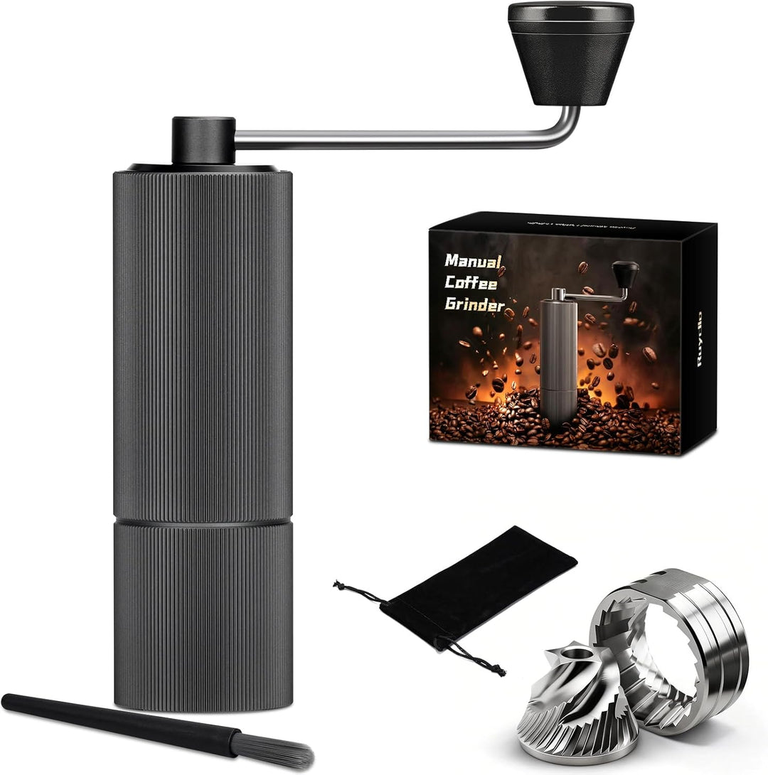 Manuelle Kaffeemühle, Handkaffeemühle mit 30 Einstellbaren Stufen, Kaffeemühle Manuell mit Edelstahl