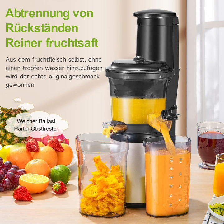Wiltal | Slow Juicer | Entsafter Gemüse und Obst | Mit 76 mm Öffnung | Elektrischer Entsafter für Ob