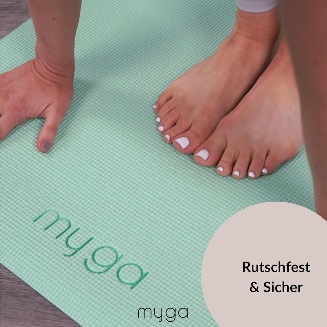 Myga Einsteiger-Yogamatte | Rutschfest &amp; Leicht zu tragen – 4 mm Dicke | Ideal für Yoga, Pilates, Me