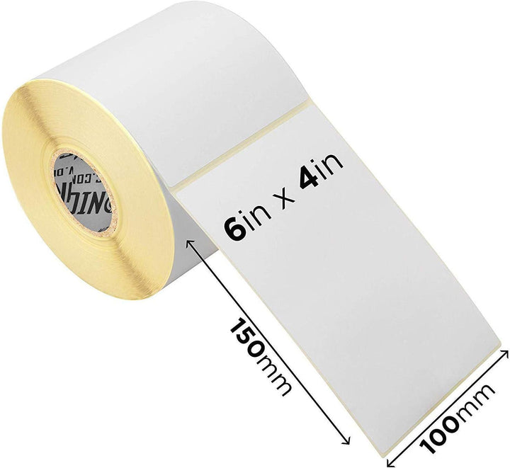 Thermo-Etiketten für Zebra Drucker GK420D GX420D GK420T (1000 Etiketten), Weiss, 100 x 150