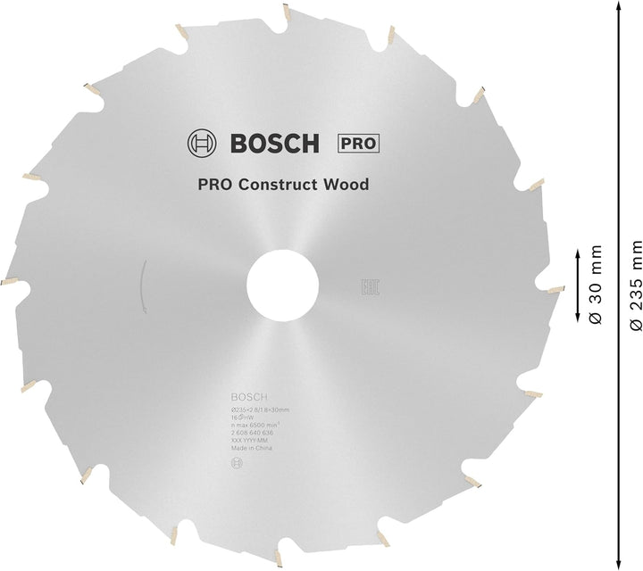 Bosch 1x PRO Construction Wood Kreissägeblatt für Netz-Handkreissägen (für Bauholz mit Mörtel und Nä
