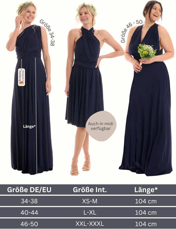 Juvell Brautjungfernkleider lang - Maxi-Kleid - Infinity-Abendkleid - Multiway-Wickelkleid - Abendkl