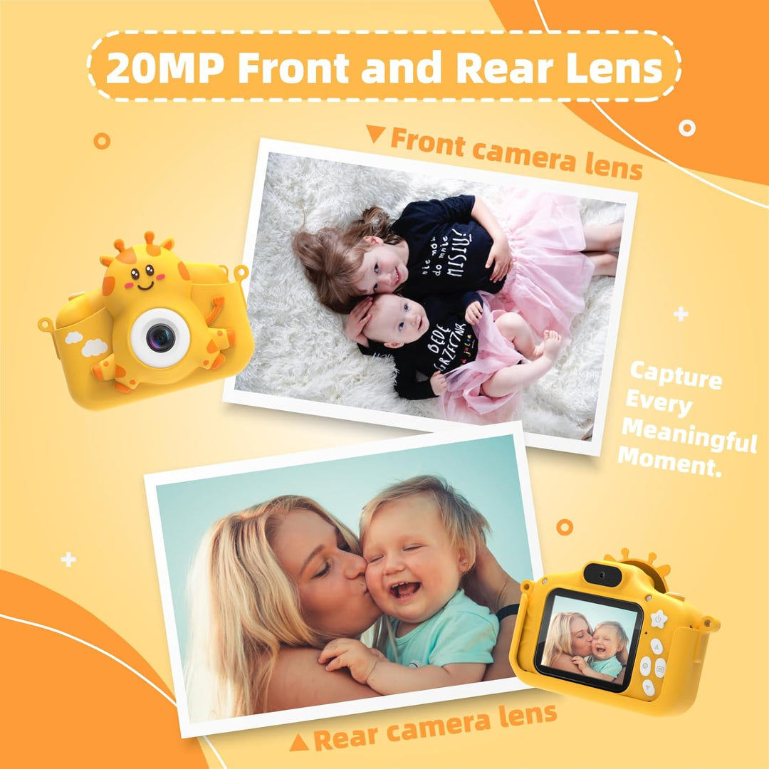 TIATUA Kinderkamera, 1080P Kamera Kinder mit 2.0”-Bildschirm & 32GB SD-Karte, Selfie Digitalkamera &