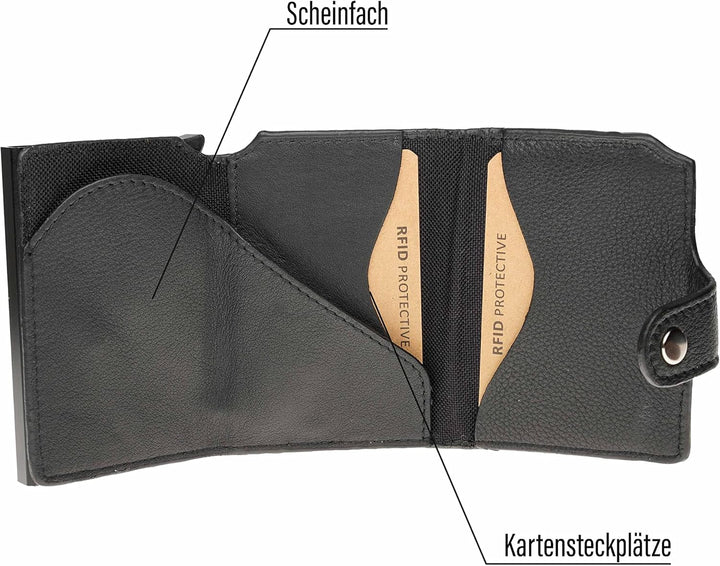 hodalump Kreditkartenetui mit RFID-Schutz aus Echt-Leder • Kompaktes Kreditkartenhalter für Damen un