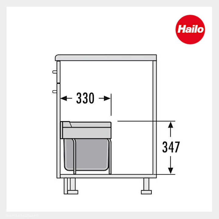 Hailo Abfallsammler 3644702 | Raumspar-Tandem-S | 30L Einbau-Mülleimer | 2-fach Trennung 18 + 12 Lit