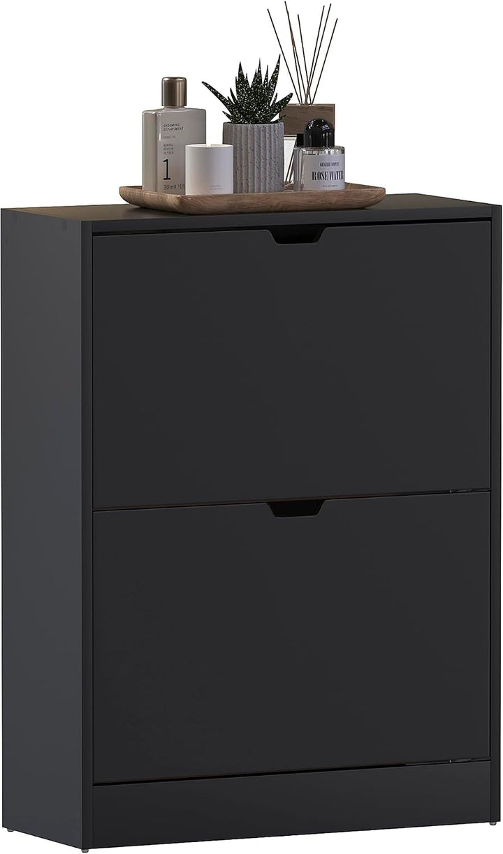 Vida Designs Schuhschrank mit 2 Schubladen, platzsparender Schuhschrank mit 2 Klappschubladen, für F