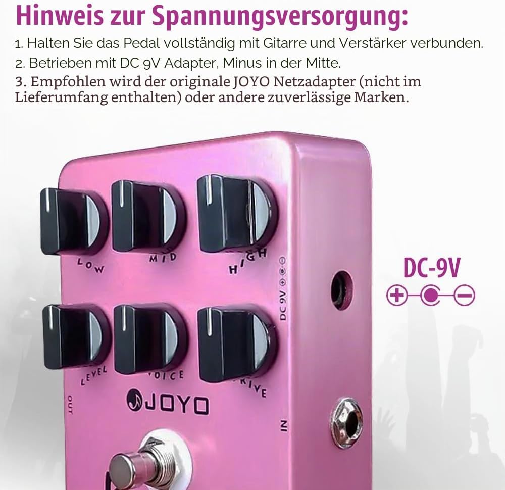 JOYO Overdrive British Rock Amp Simulator Pedal Brit-Rock Era Bluesbreaker Overload für E-Gitarren-E
