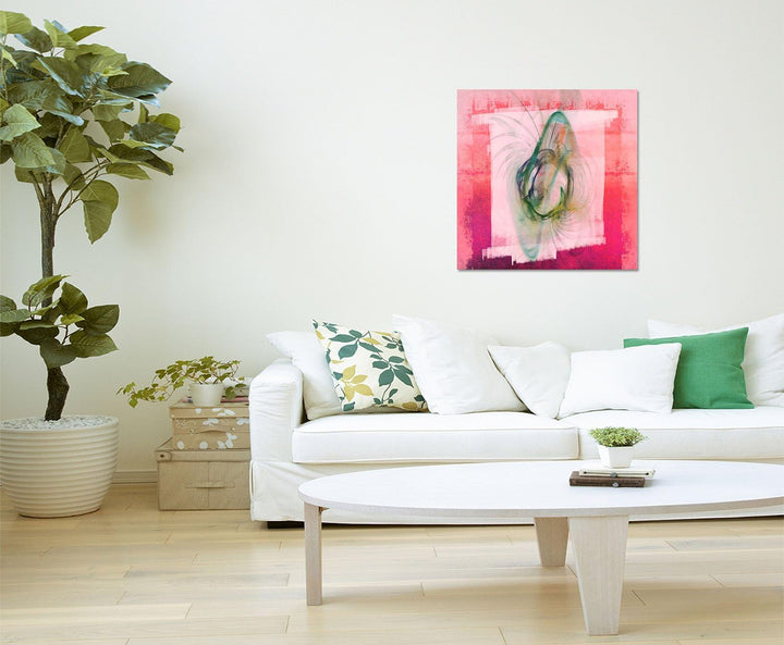 Paul Sinus Art Zwiegespann - Abstrakt392_60x60cm Bild Yin Yan rot gelb Feng Shui auf Leinwand Abstra