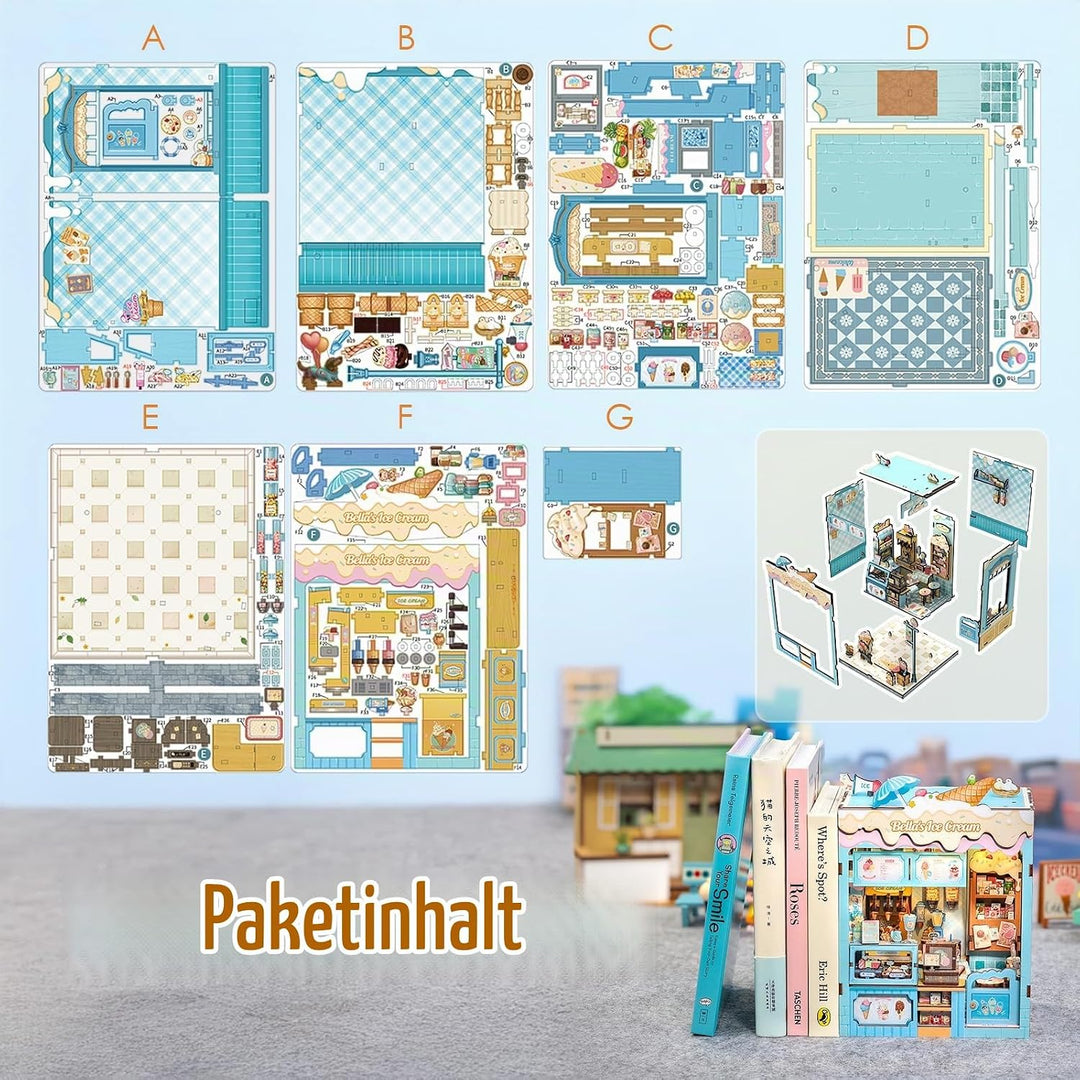 Fsolis Book Nook Kit - Kreatives 3D-Puzzle mit LED-Beleuchtung für einzigartige Miniatur-Welten Jung