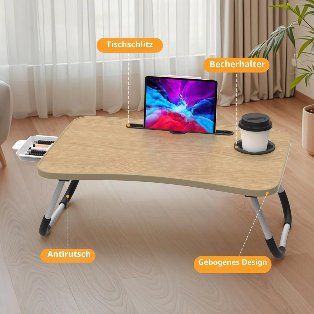 Huracan Laptop Tisch für Sofa, Betttablett Klappbar, Tragbares Laptoptisch für Bett, Lapdesk mit Sch