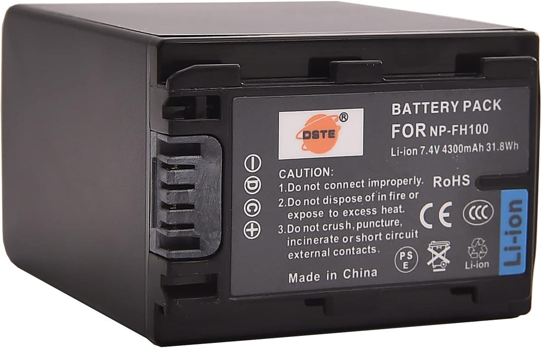 DSTE 2-Stück Ersatzakku Set NP-FH100 Batterie kompatibel mit Sony DCR-DVD103 DCR-DVD105 DCR-DVD105E