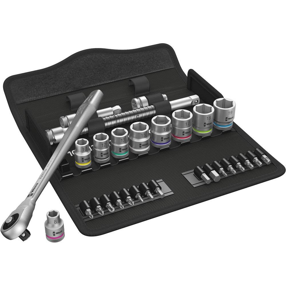 Wera 05004047001 8100 SB 7 Zyklop Metal-Knarrensatz, Durchsteckvierkant, 3/8 Zoll -Antrieb, metrisch