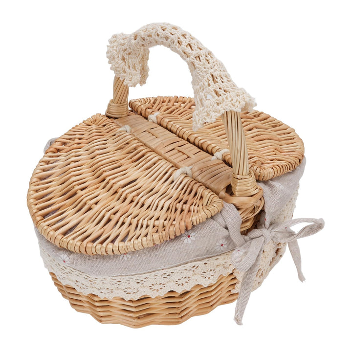 Wicker Picknick Korb, Abnehmbare Liner, Grosse Kapazität Hamper für Picknicks, Camping, Familien Ver