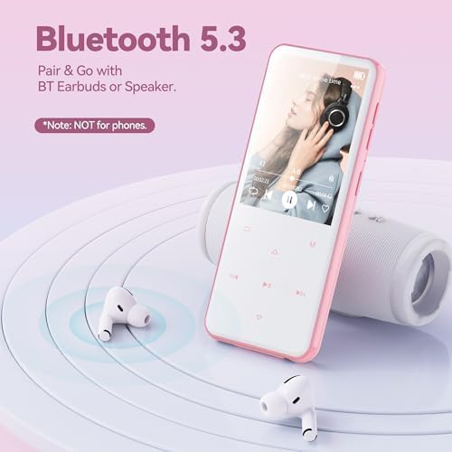 AGPTEK 64GB MP3 Player Bluetooth 5.3 mit 2,4" TFT Farbbildschirm, HiFi Musik Kinder MP3 Player mit L