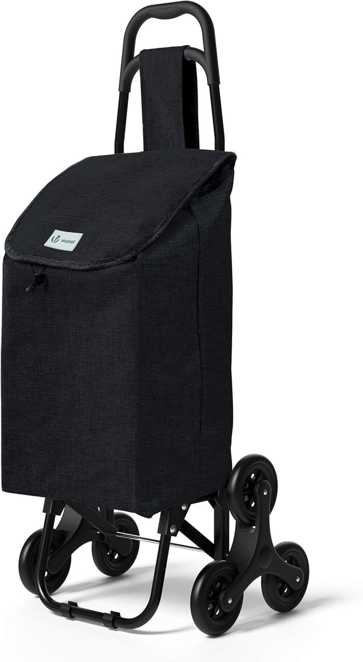 VOUNOT Einkaufstrolley Treppensteiger, Trolly Einkaufswagen Klappbar, Hackenporsche mit 3 Räder, Was