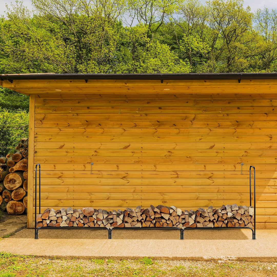 Relaxdays Kaminholzregal, Metall, HBT: 122 x 370 x 38,5 cm, aussen, grosses Regal für Brennholz, Hol