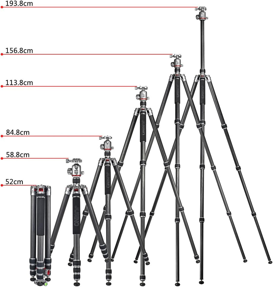 JUSINO Profi Traveller Karbon-Stativ Monopodfunktion TK-324C + Kugelkopf FGS-41 93cm Gesamthöhe mit