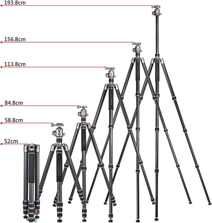 JUSINO Profi Traveller Karbon-Stativ Monopodfunktion TK-324C + Kugelkopf FGS-41 93cm Gesamthöhe mit