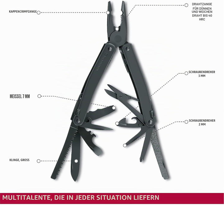 Victorinox Multitool-Werkzeug Swiss Tool Spirit XBS, Taschenmesser, 27 Funktionen, Kombi-Spitzzange,