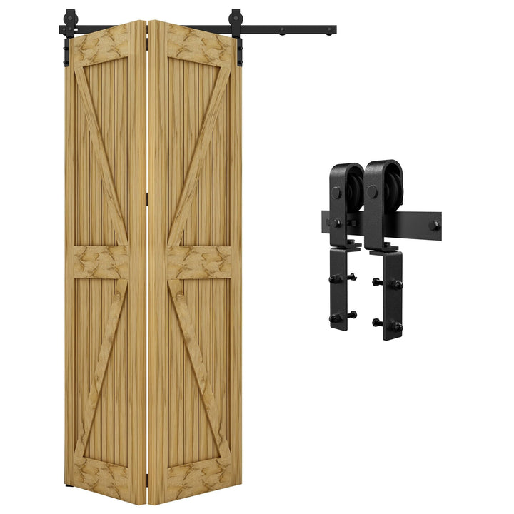 QINAIXQM 76,2 cm / 2,5 FT Bi-Faltschiebetür-Hardware-Kit Schrankschienenrollenzubehör anwendbar für