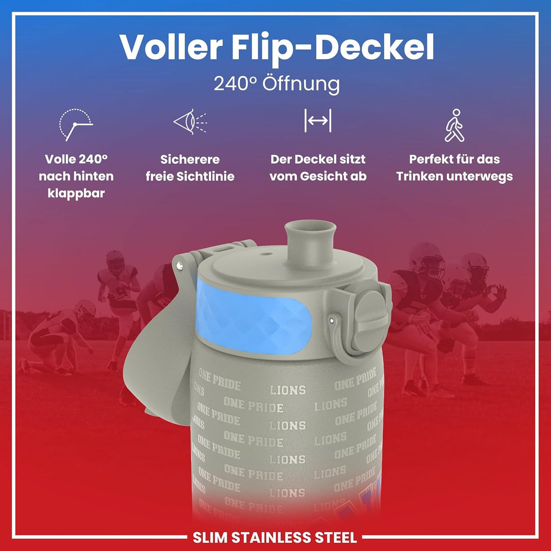 ion8 NFL Edelstahl-Trinkflasche, Auslaufsicher, Einhandöffnung, Sichere Verriegelung, Spülmaschinenf