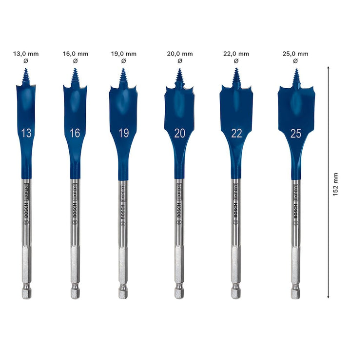 Bosch Accessories 6x Expert SelfCut Speed Flachfräsbohrer Set (für Weichholz, Grobspanplatte, Ø 13-2