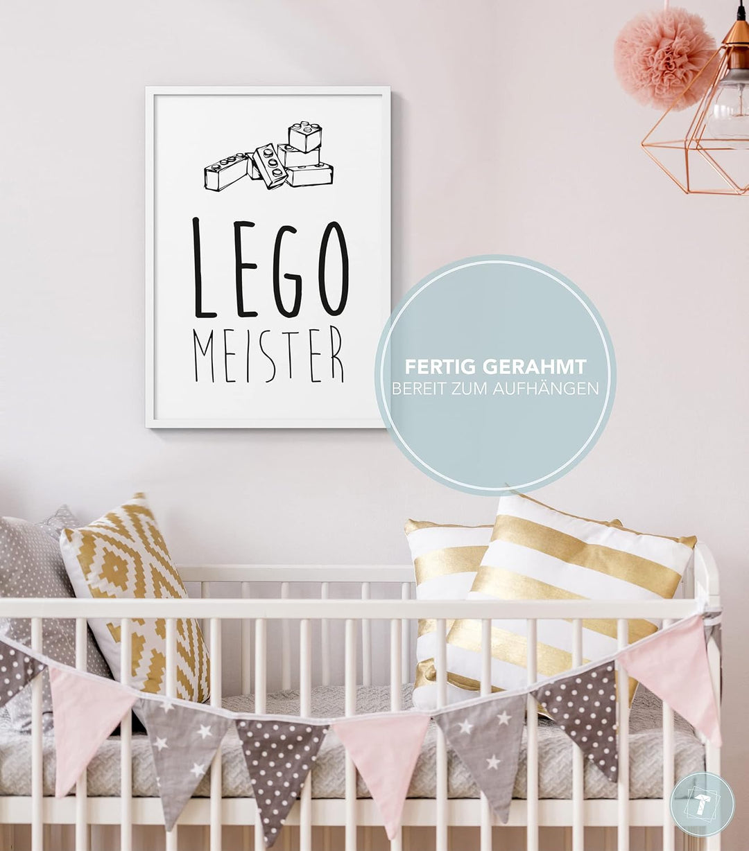 Papierschmiede® Kinderposter in A3 gerahmt im weissen Holzrahmen, Wanddeko für Kinderzimmer, Babyzim