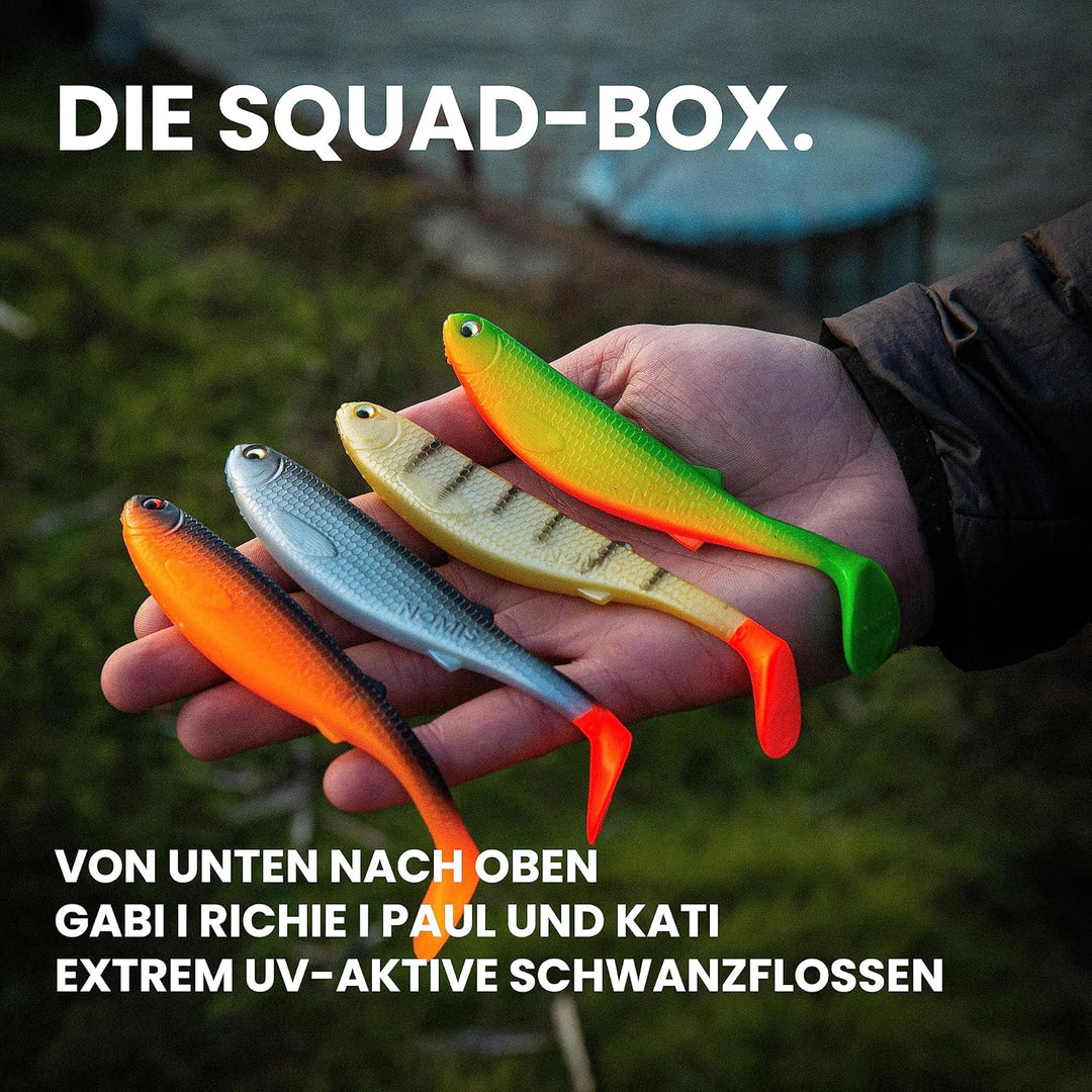 NØMIS Gummifisch Set | Premium Gummifische Set | Angelzubehör | Gummifische Hecht Zander Dorsch Bars