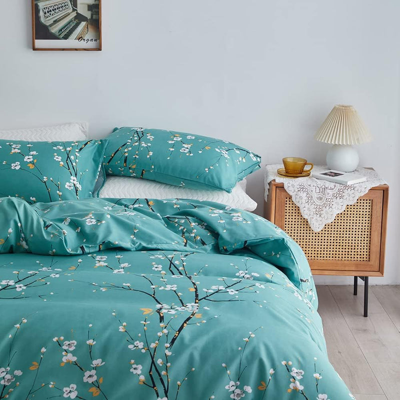 OLDBIAO Bettwäsche 240x220 cm Set, Blau Mikrofaser Bettbezug 240x220cm und Kissenbezüge 80x80cm, Äst