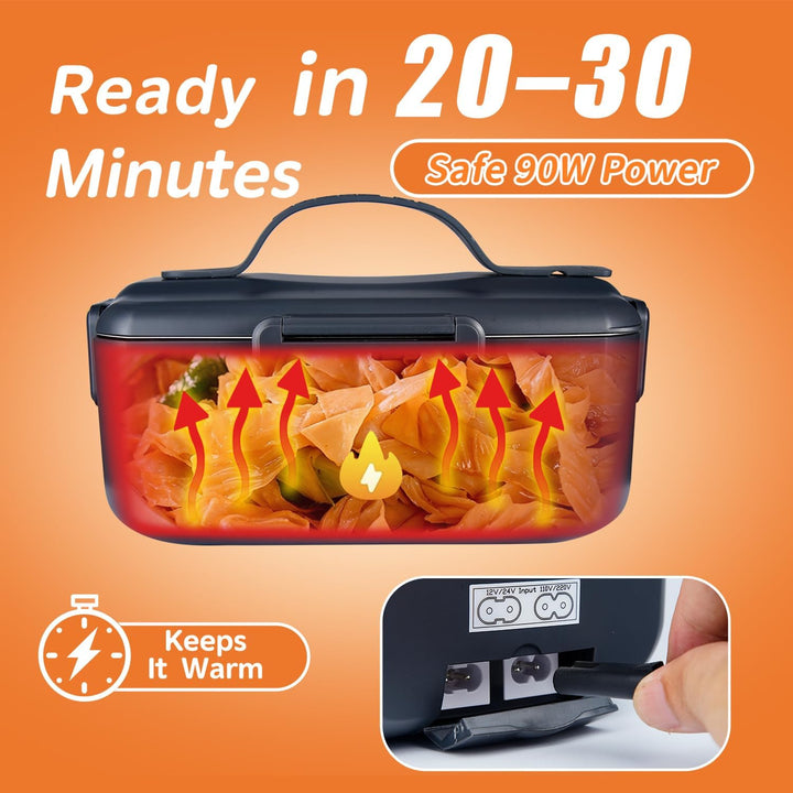 Grosse Elektrische Lunchbox 90 W, 3-in-1 Lunchbox Erwachsene für Edelstahl, 12 V/24 V/220 V für Auto